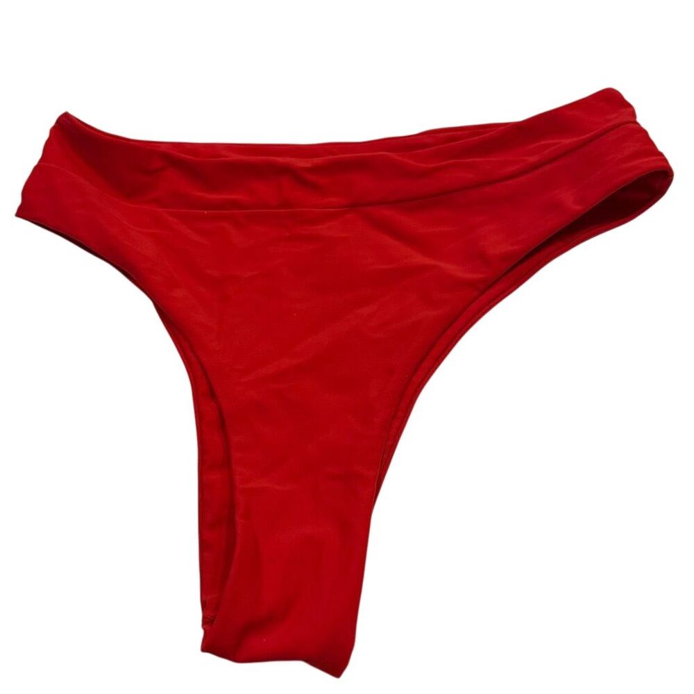 Women's Red High-Rise Cheeky Bikini Bottom Size M